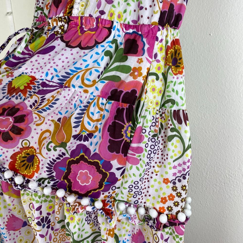 J.Crew Ratti Retro Floral Pom Pom Midi Dress White Size 6 AK624 - Picture 8 of 16